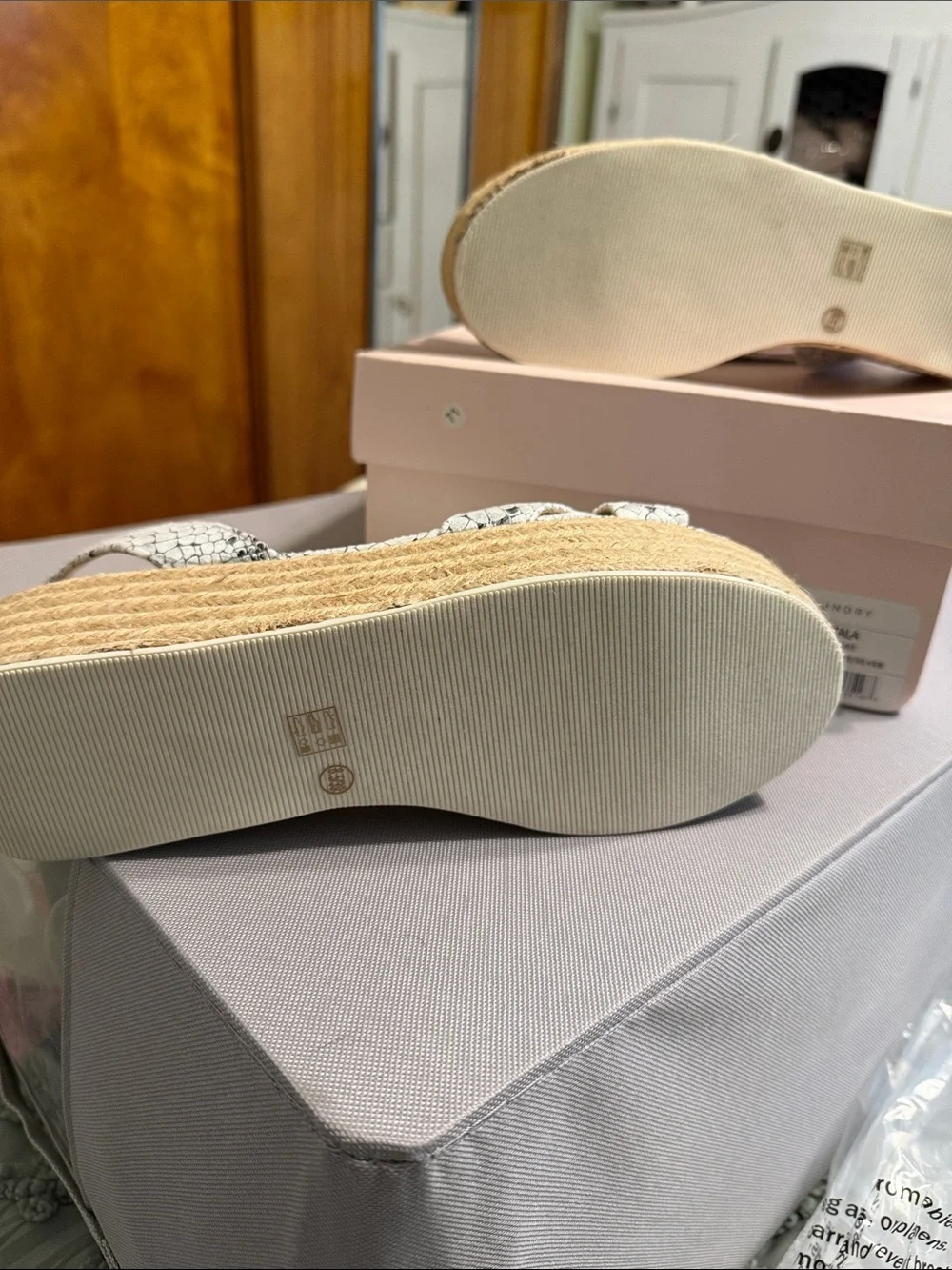 Chinese Laundry White Snake-Print Espadrille Platform Sandals